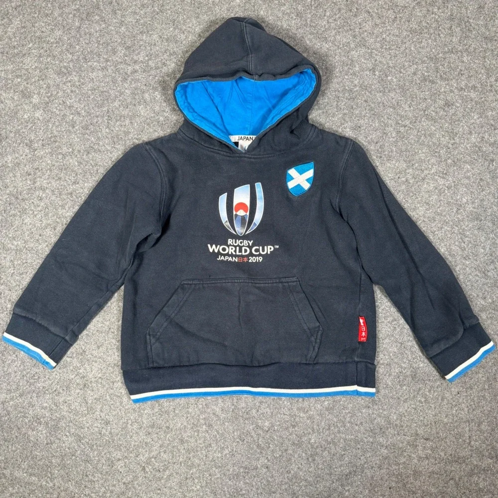 Rugby World Cup Japan 2019 Scotland Kids Hoodie Navy Blue Size 7/8 YRS